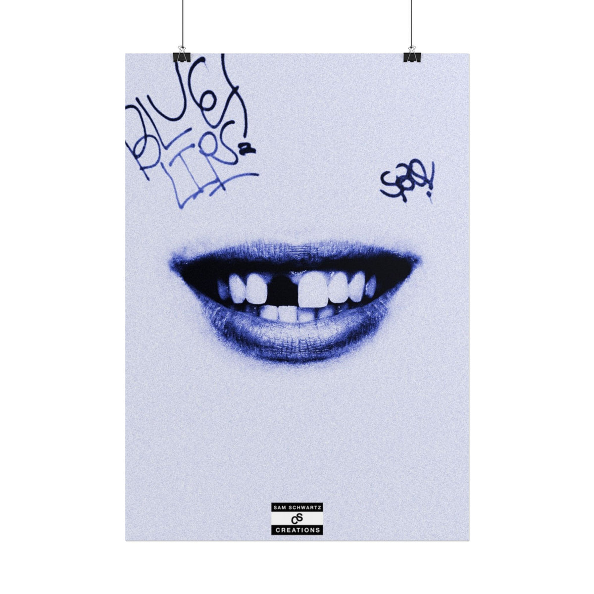 Blue Lips Poster | Experimental Hip-Hop Wall Art