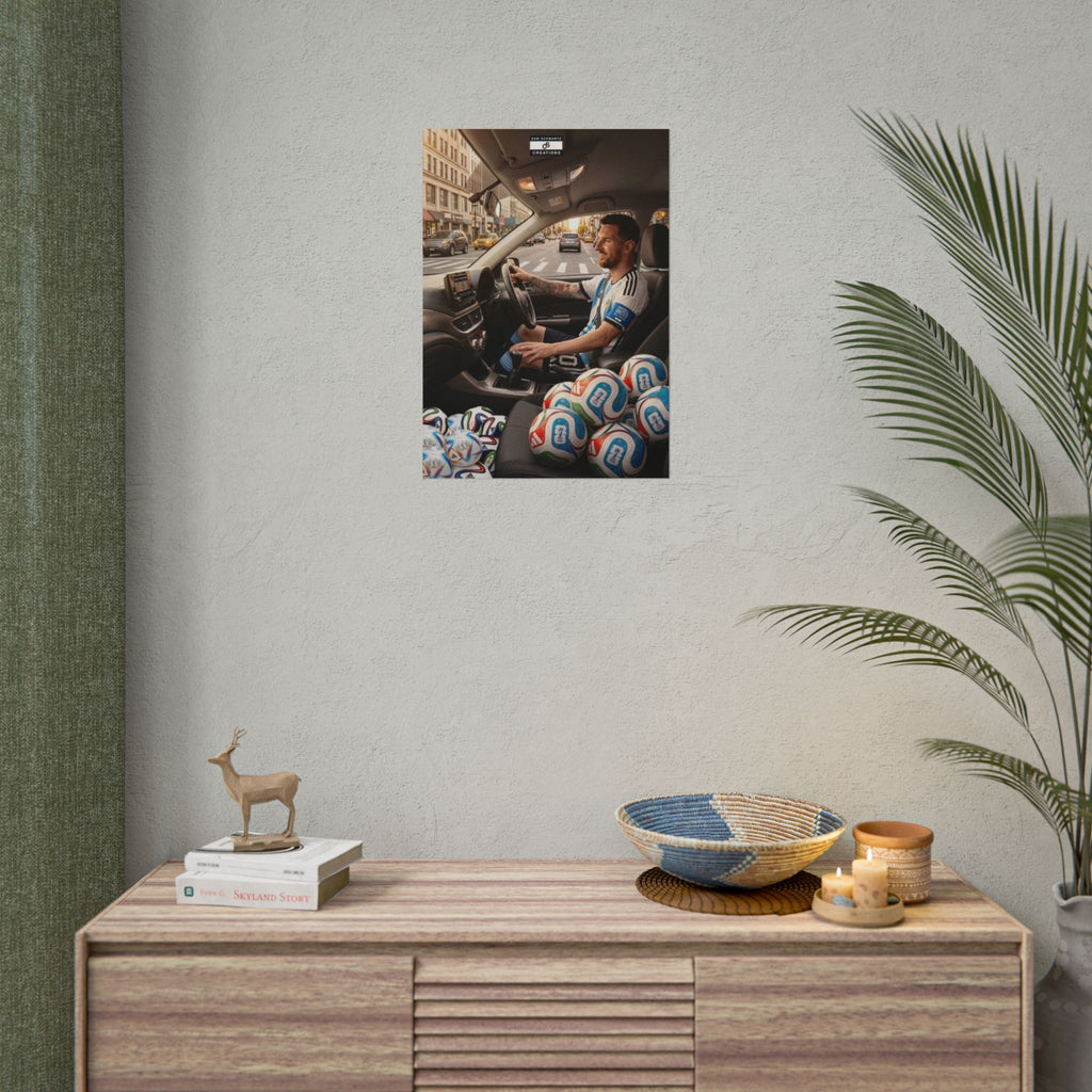 Driving the Dream Poster | Lionel Messi World Cup Football Wall Art