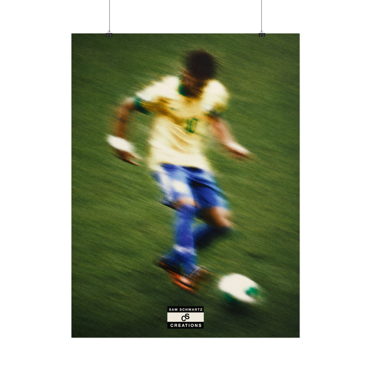 1/3 The Brazilian Prince Soccer Action Rolled Poster — Vintage Neymar Football Player Wall Art