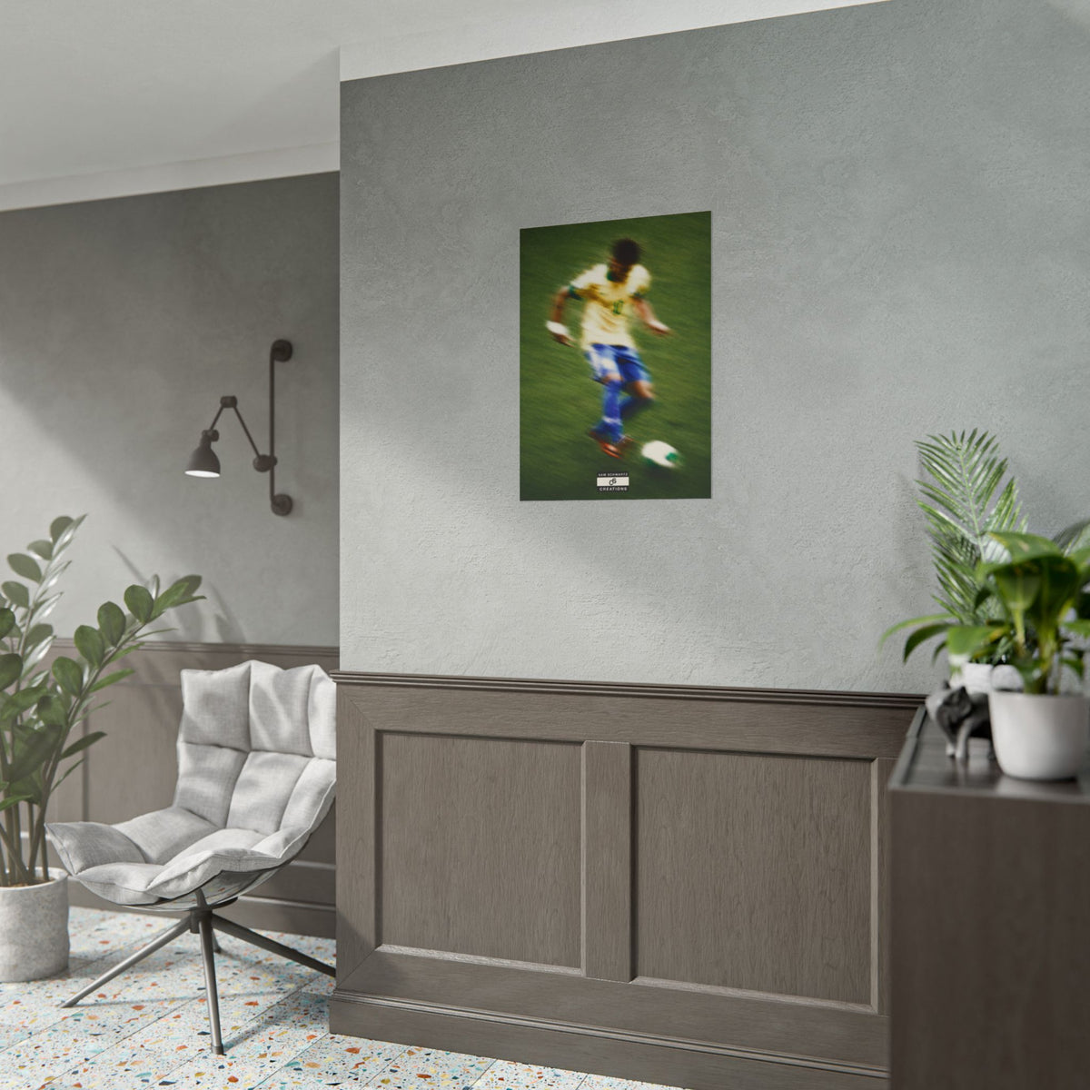 1/3 The Brazilian Prince Soccer Action Rolled Poster — Vintage Neymar Football Player Wall Art