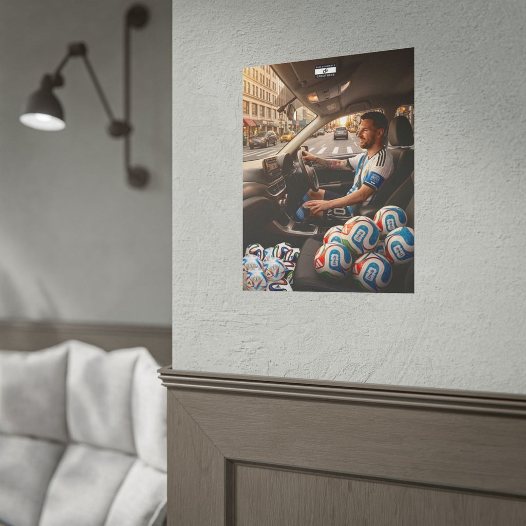 Driving the Dream Poster | Lionel Messi World Cup Football Wall Art