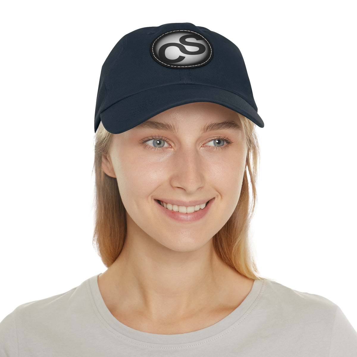 Round Leather Sam Schwartz Creations Patch Hat — Monogram Sam Schwartz Creations Casual Baseball Cap