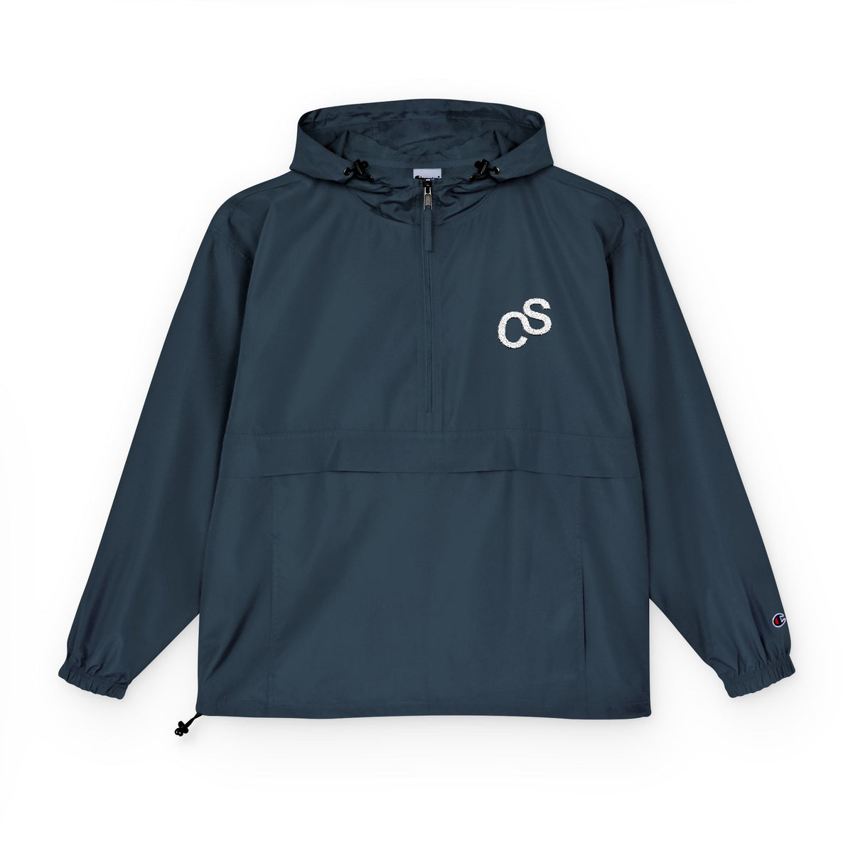 Sam Schwartz Creations x Champion Packable Anorak Jacket with Embroidered Chest Logo – Lightweight Windbreaker