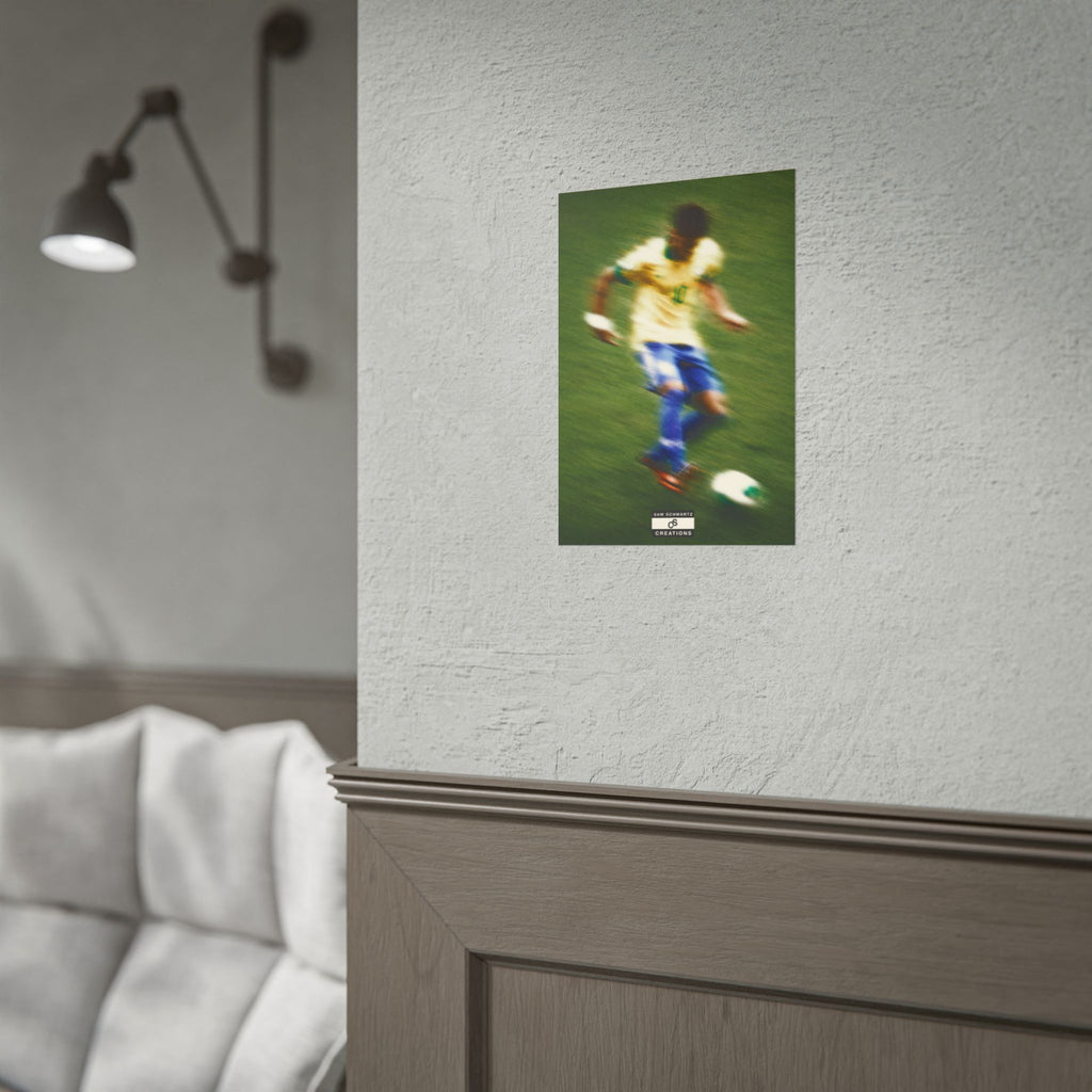 1/3 The Brazilian Prince Soccer Action Rolled Poster — Vintage Neymar Football Player Wall Art