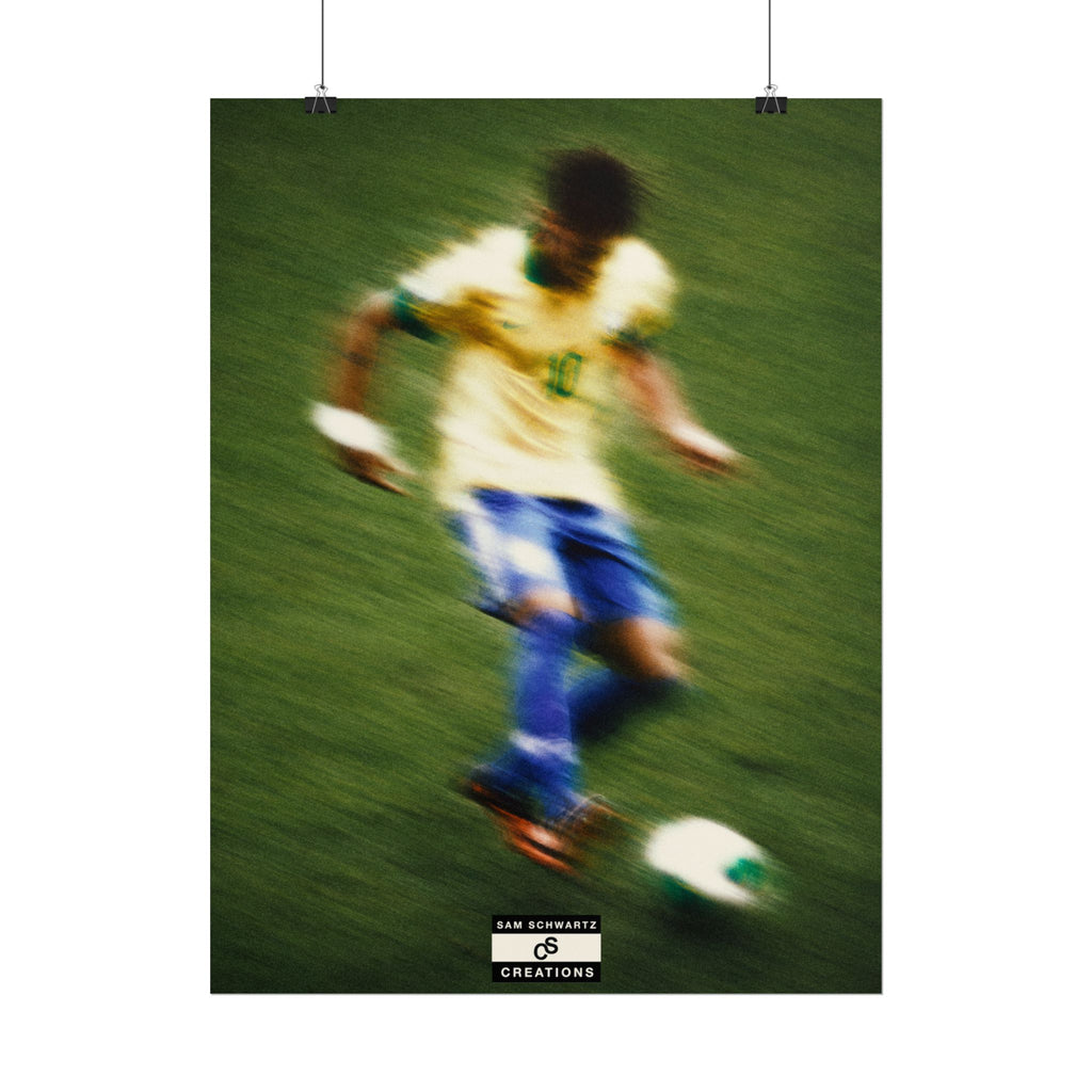 1/3 The Brazilian Prince Soccer Action Rolled Poster — Vintage Neymar Football Player Wall Art