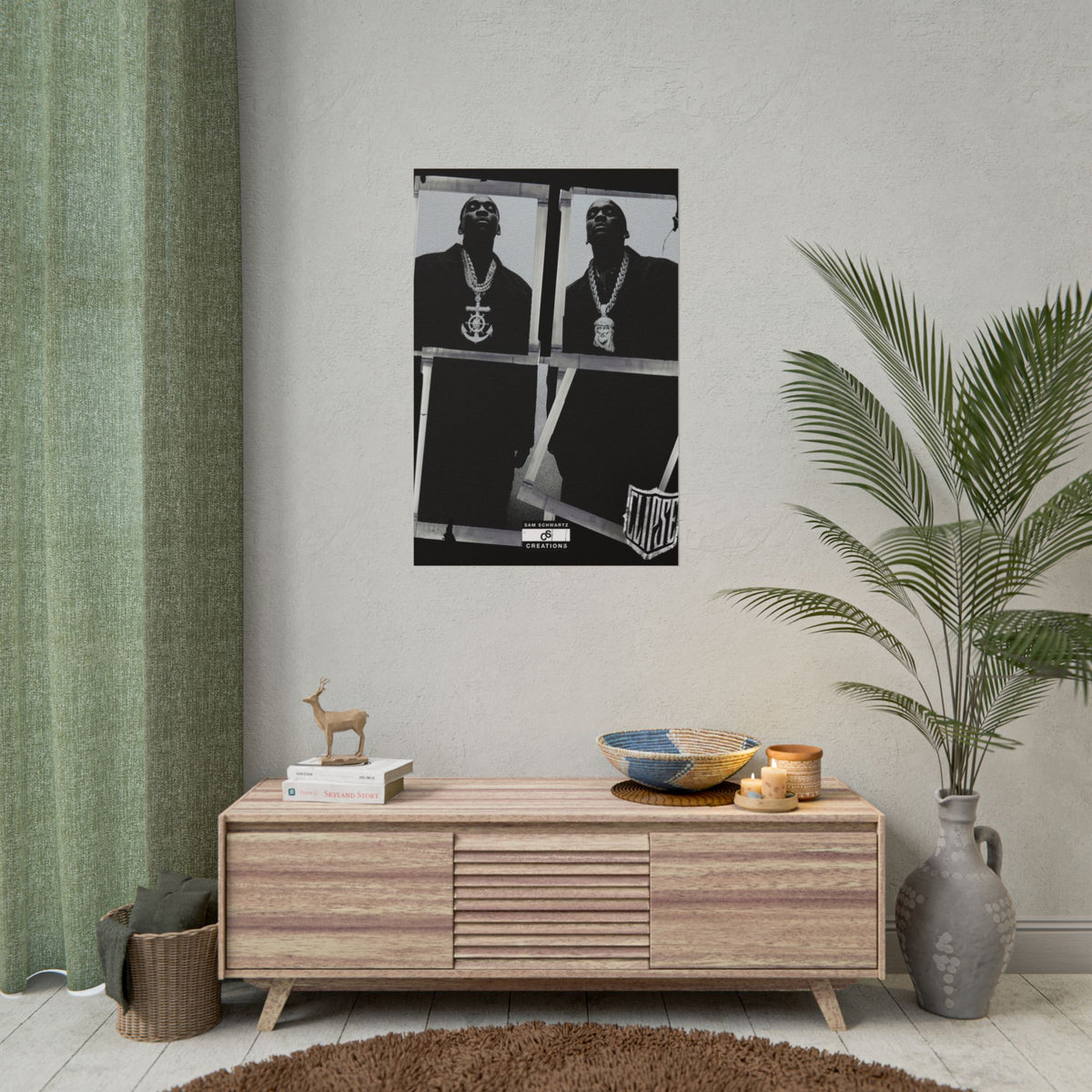 Clipse Chains Poster | Hip-Hop Portrait Wall Art