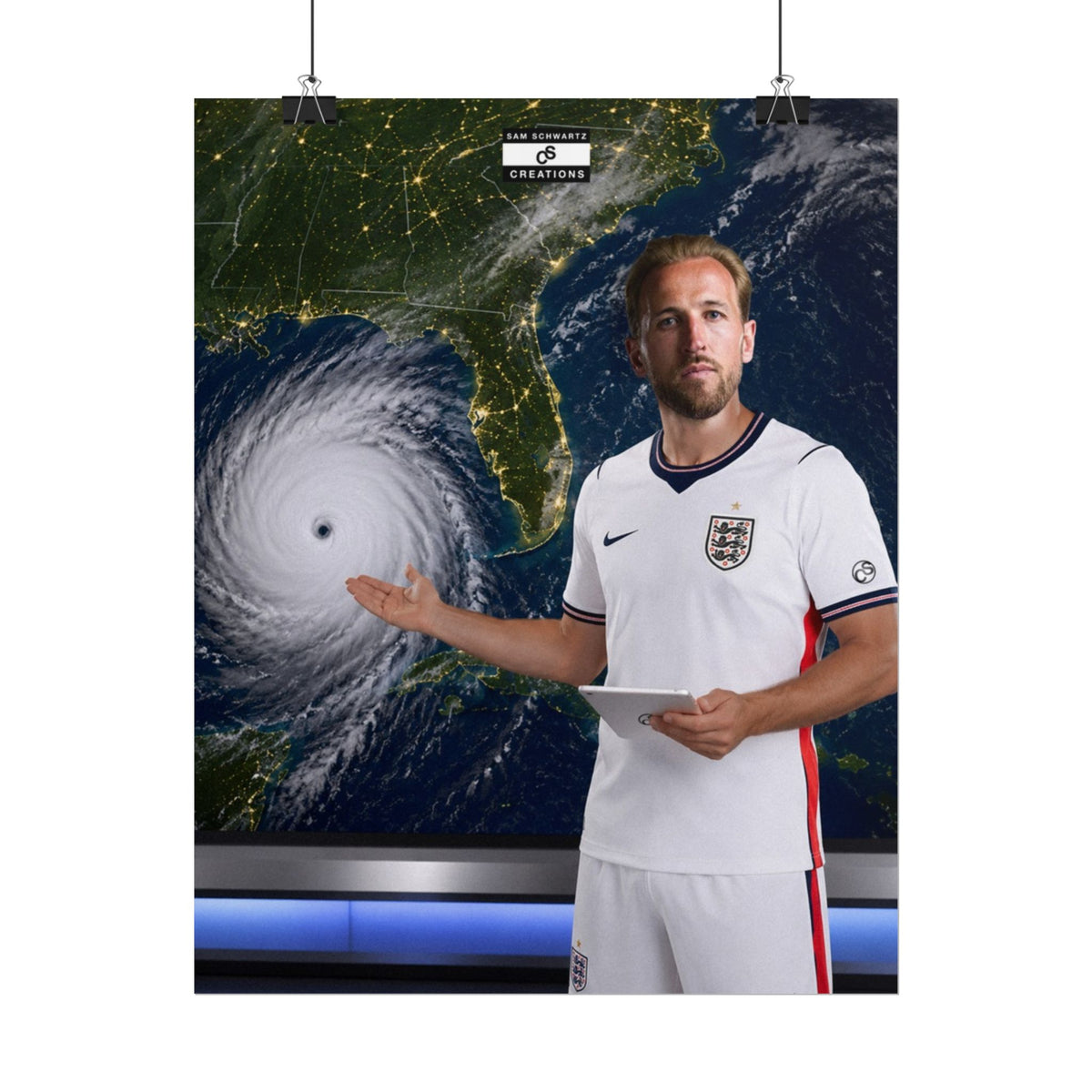 Hurricane Harry Poster | Harry Kane England Football Wall Art