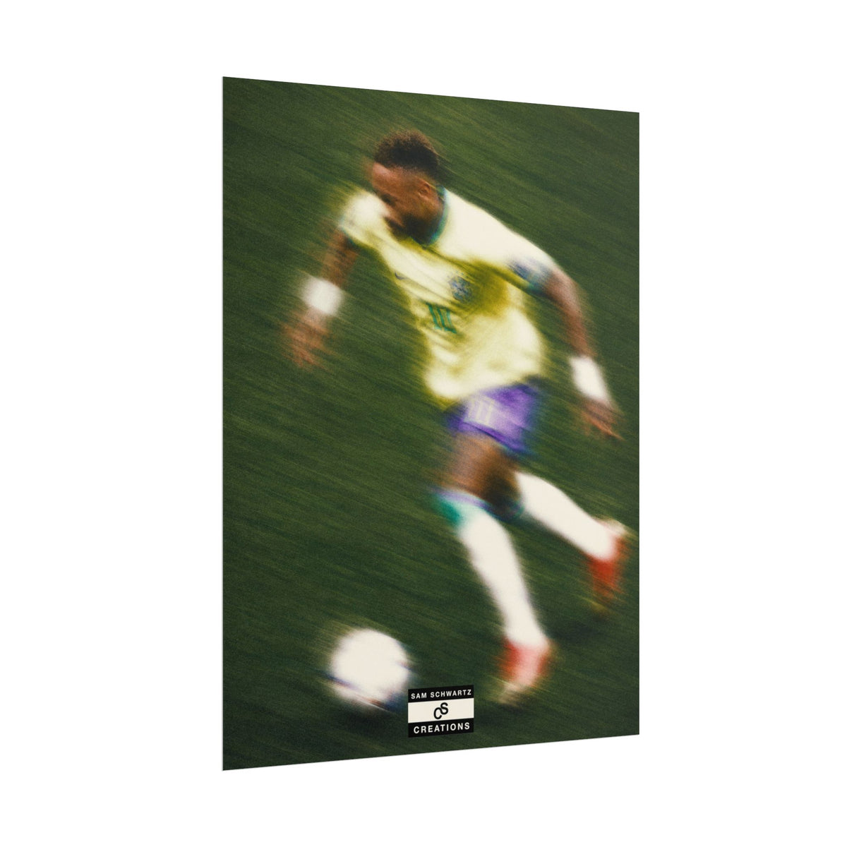2/3 The Brazilian Prince Soccer Action Rolled Poster — Vintage Neymar Football Player Wall Art