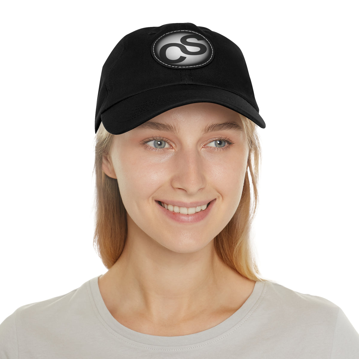 Round Leather Sam Schwartz Creations Patch Hat — Monogram Sam Schwartz Creations Casual Baseball Cap