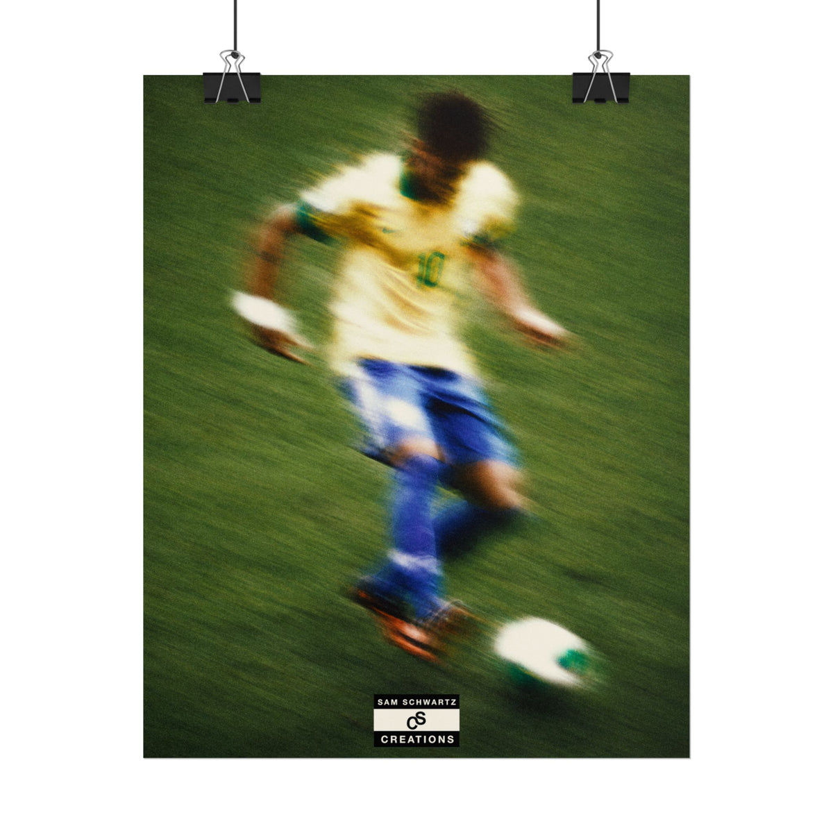 1/3 The Brazilian Prince Soccer Action Rolled Poster — Vintage Neymar Football Player Wall Art