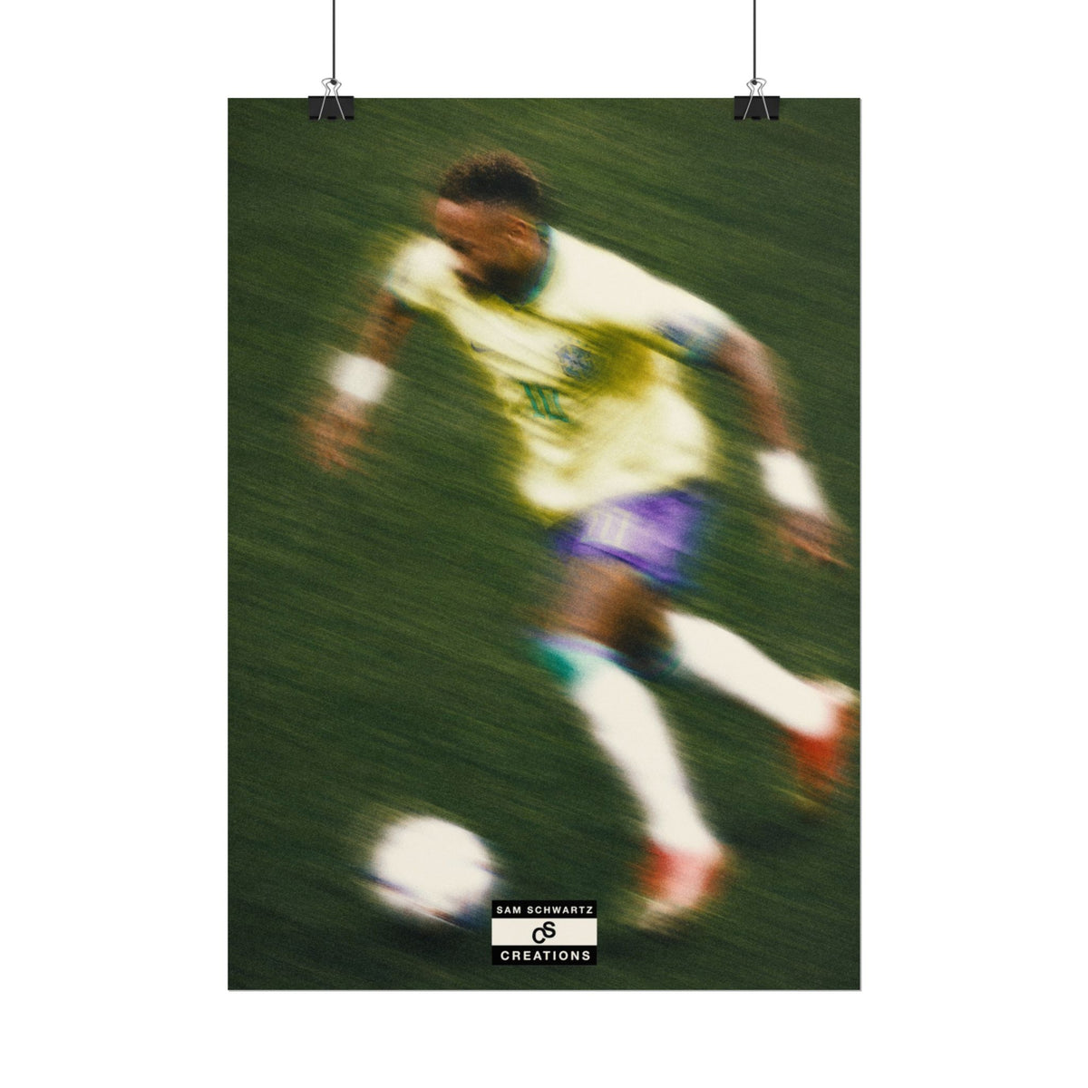 2/3 The Brazilian Prince Soccer Action Rolled Poster — Vintage Neymar Football Player Wall Art