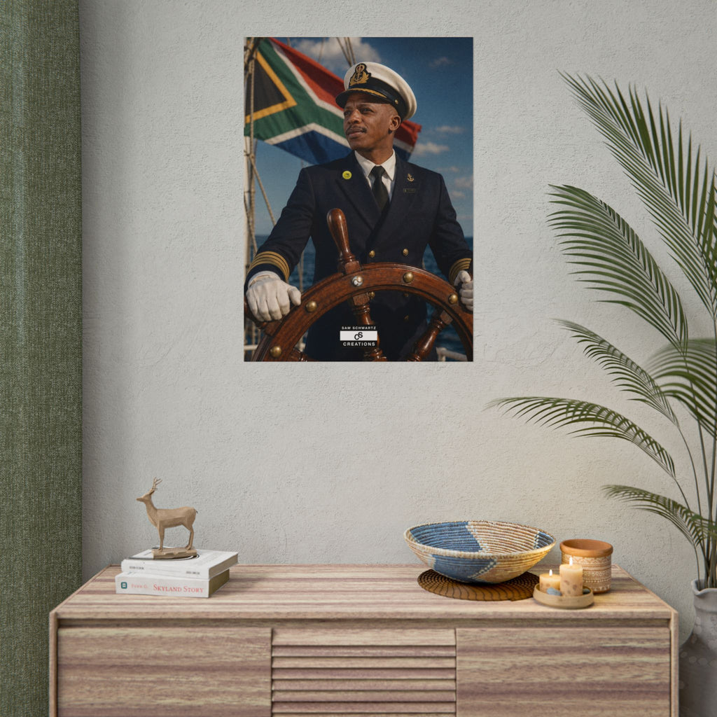Steering the Nation Poster | South African Football Captain Wall Art