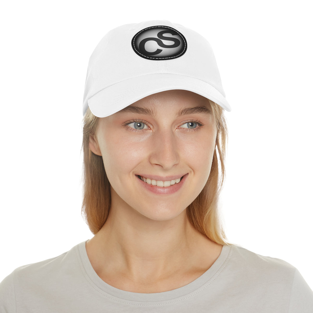 Round Leather Sam Schwartz Creations Patch Hat — Monogram Sam Schwartz Creations Casual Baseball Cap