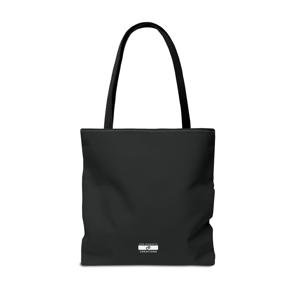 Monochrome Sam Schwartz Creations Logo Tote Bag – Minimalist Black & White Carryall