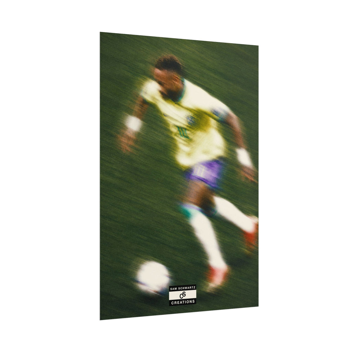 2/3 The Brazilian Prince Soccer Action Rolled Poster — Vintage Neymar Football Player Wall Art