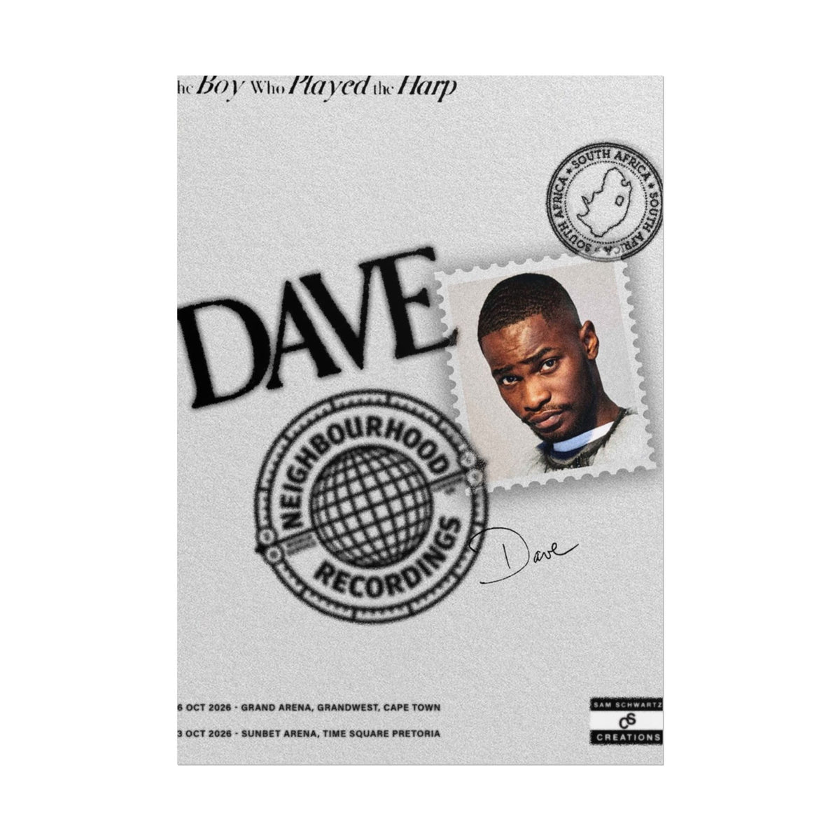 The Boy Who Played the Harp Poster | Dave South Africa Wall Art