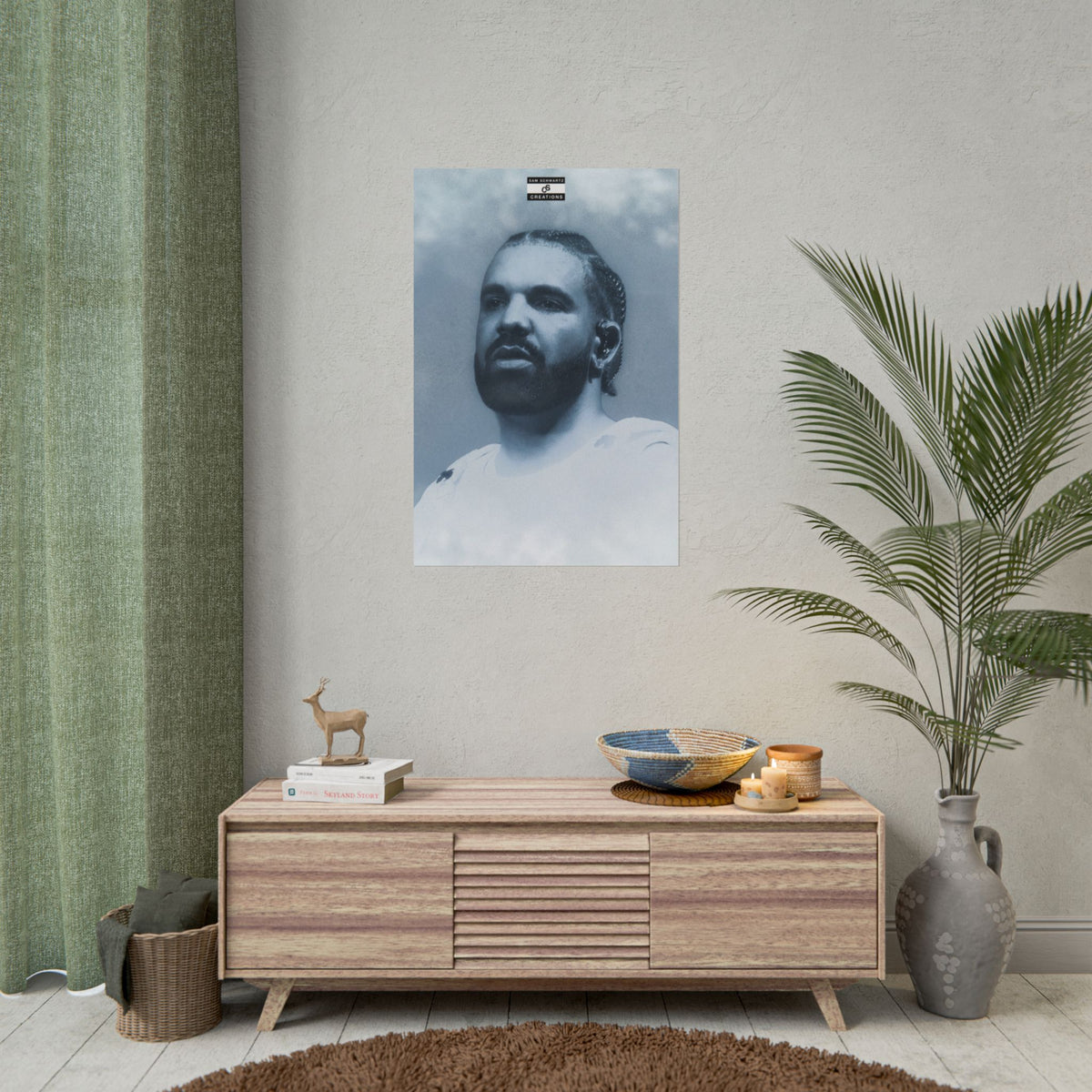 Blue Haze Poster | Drake Music Portrait Wall Art