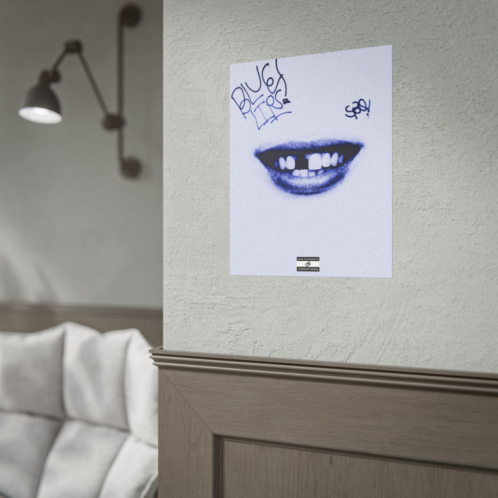 Blue Lips Poster | Experimental Hip-Hop Wall Art