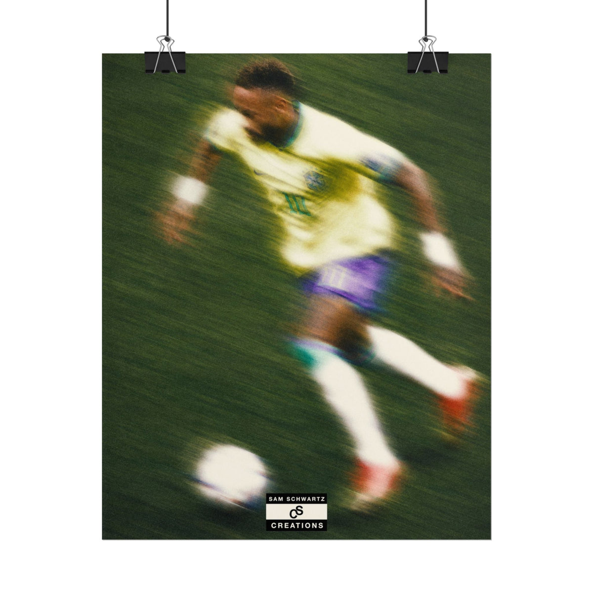 2/3 The Brazilian Prince Soccer Action Rolled Poster — Vintage Neymar Football Player Wall Art