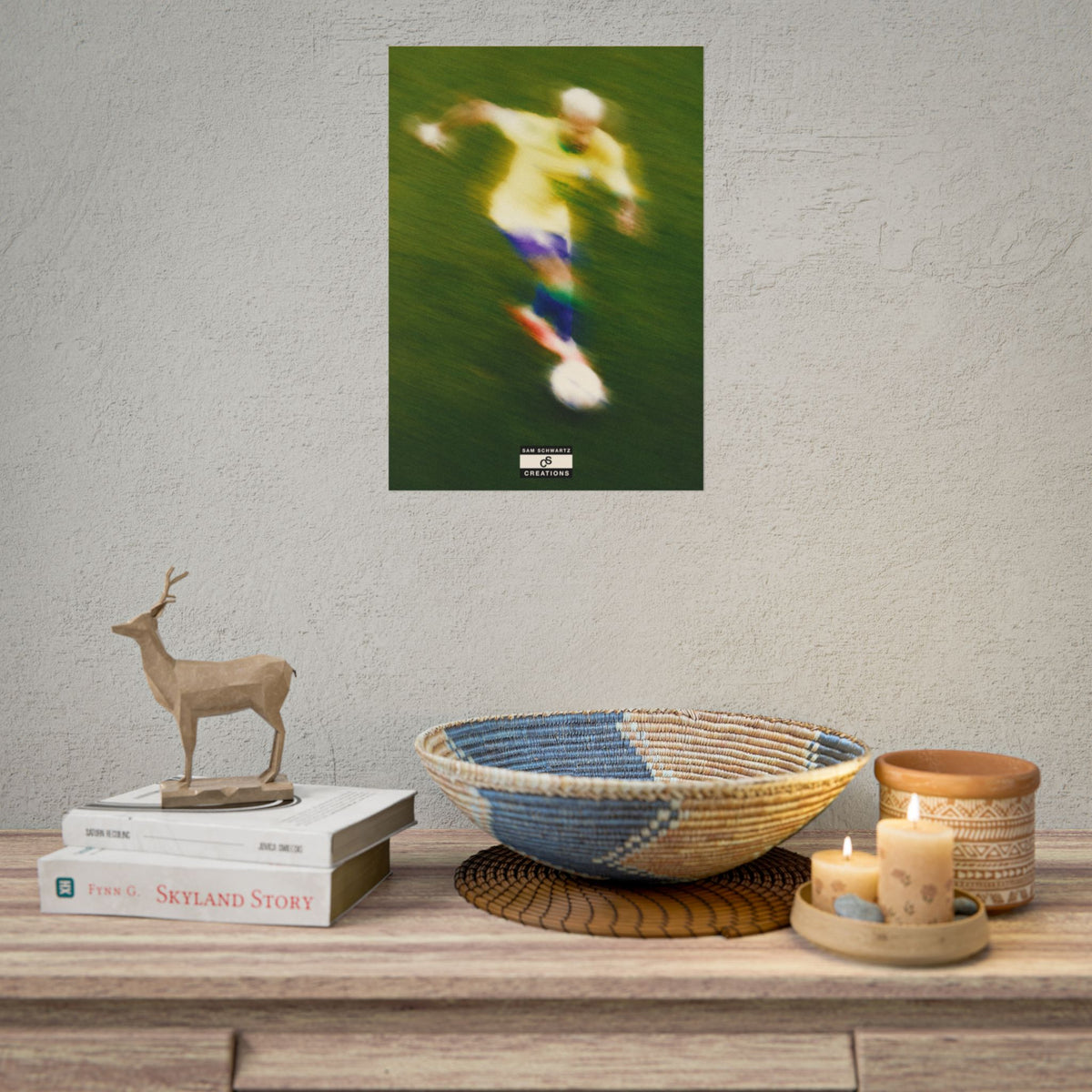 3/3 The Brazilian Prince Soccer Action Rolled Poster — Vintage Neymar Football Player Wall Art