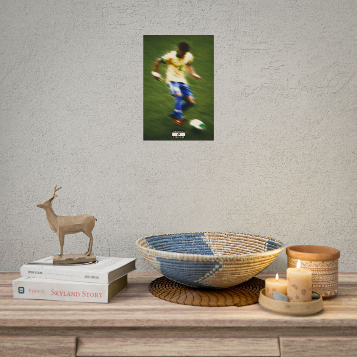1/3 The Brazilian Prince Soccer Action Rolled Poster — Vintage Neymar Football Player Wall Art