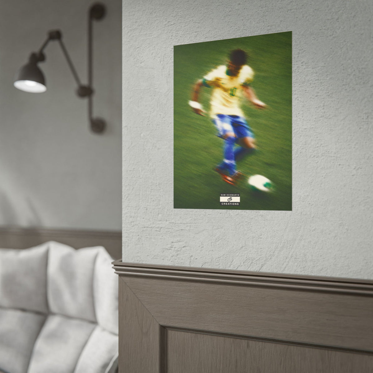 1/3 The Brazilian Prince Soccer Action Rolled Poster — Vintage Neymar Football Player Wall Art