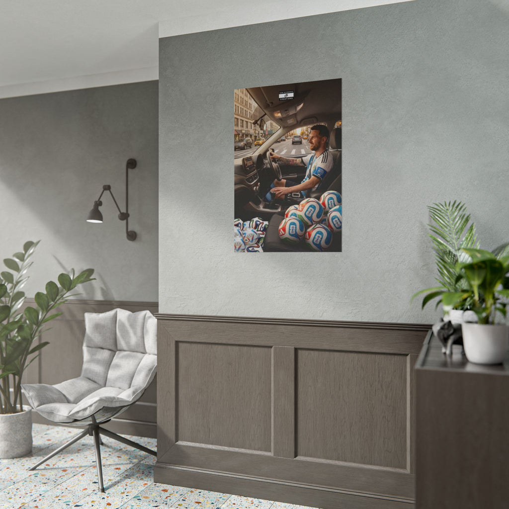 Driving the Dream Poster | Lionel Messi World Cup Football Wall Art