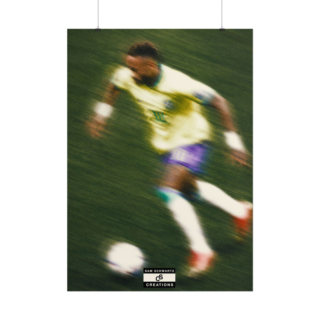2/3 The Brazilian Prince Soccer Action Rolled Poster — Vintage Neymar Football Player Wall Art