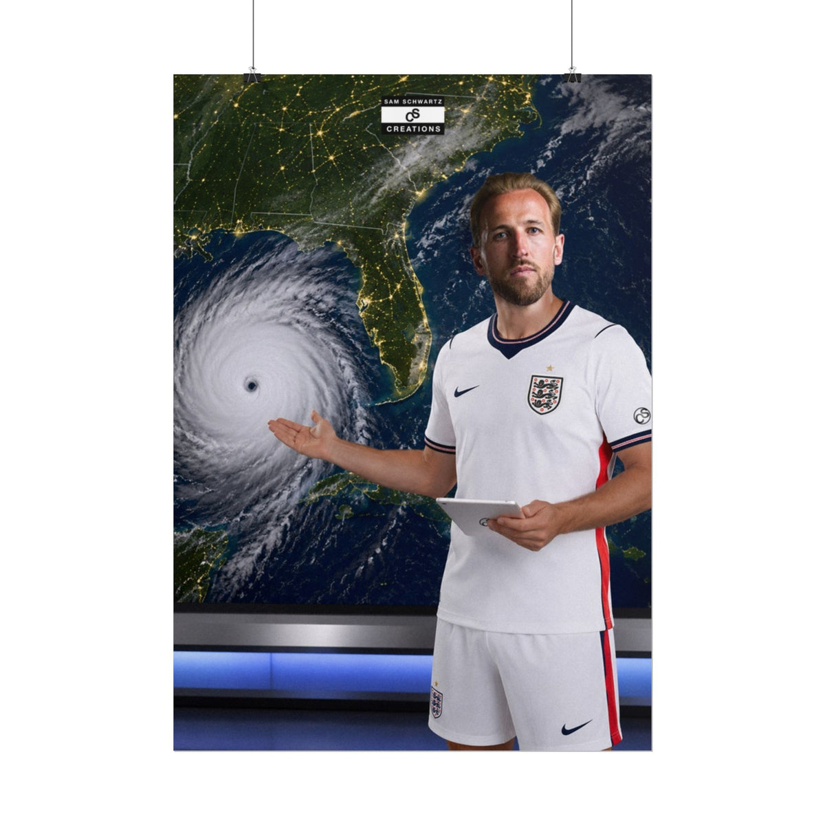 Hurricane Harry Poster | Harry Kane England Football Wall Art