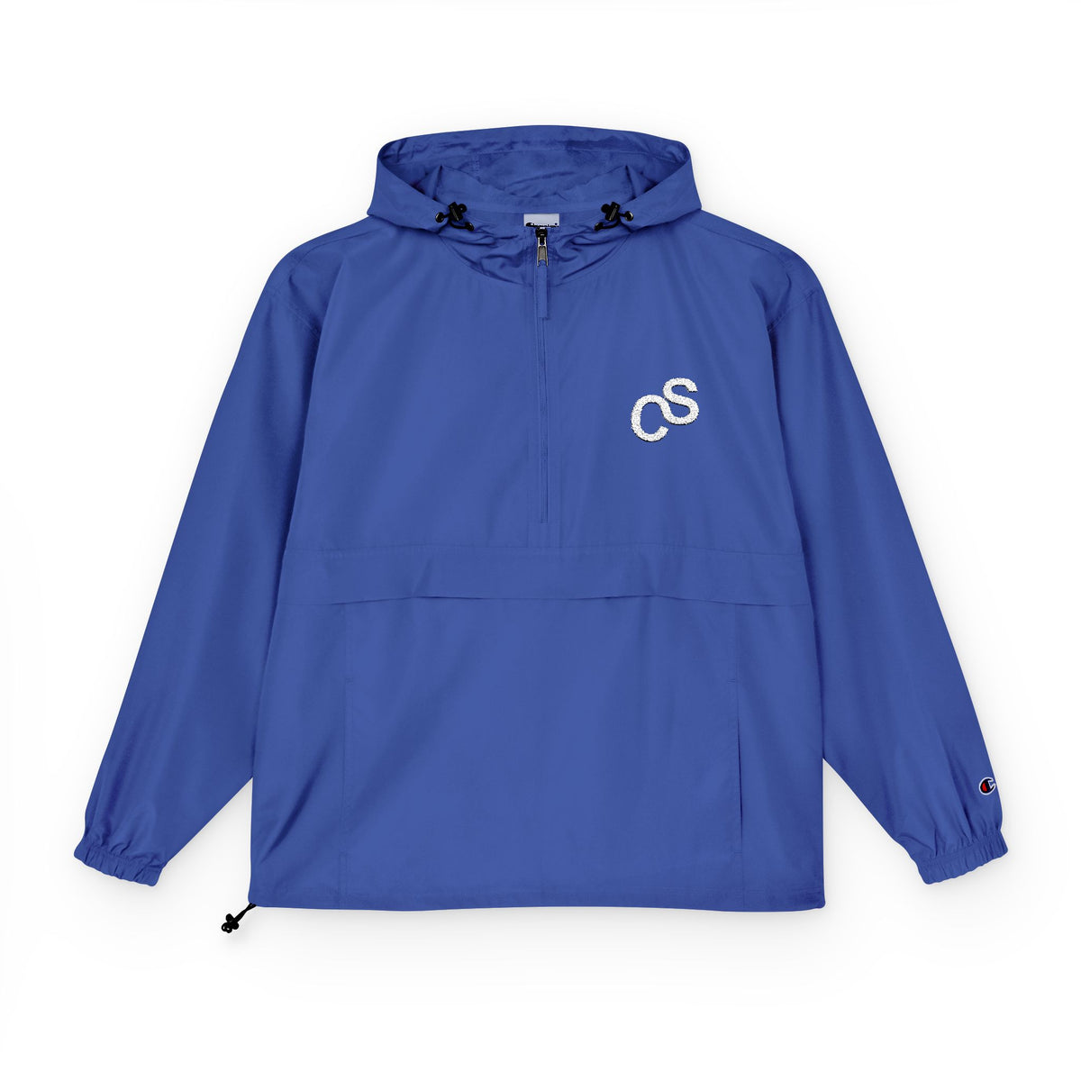 Sam Schwartz Creations x Champion Packable Anorak Jacket with Embroidered Chest Logo – Lightweight Windbreaker