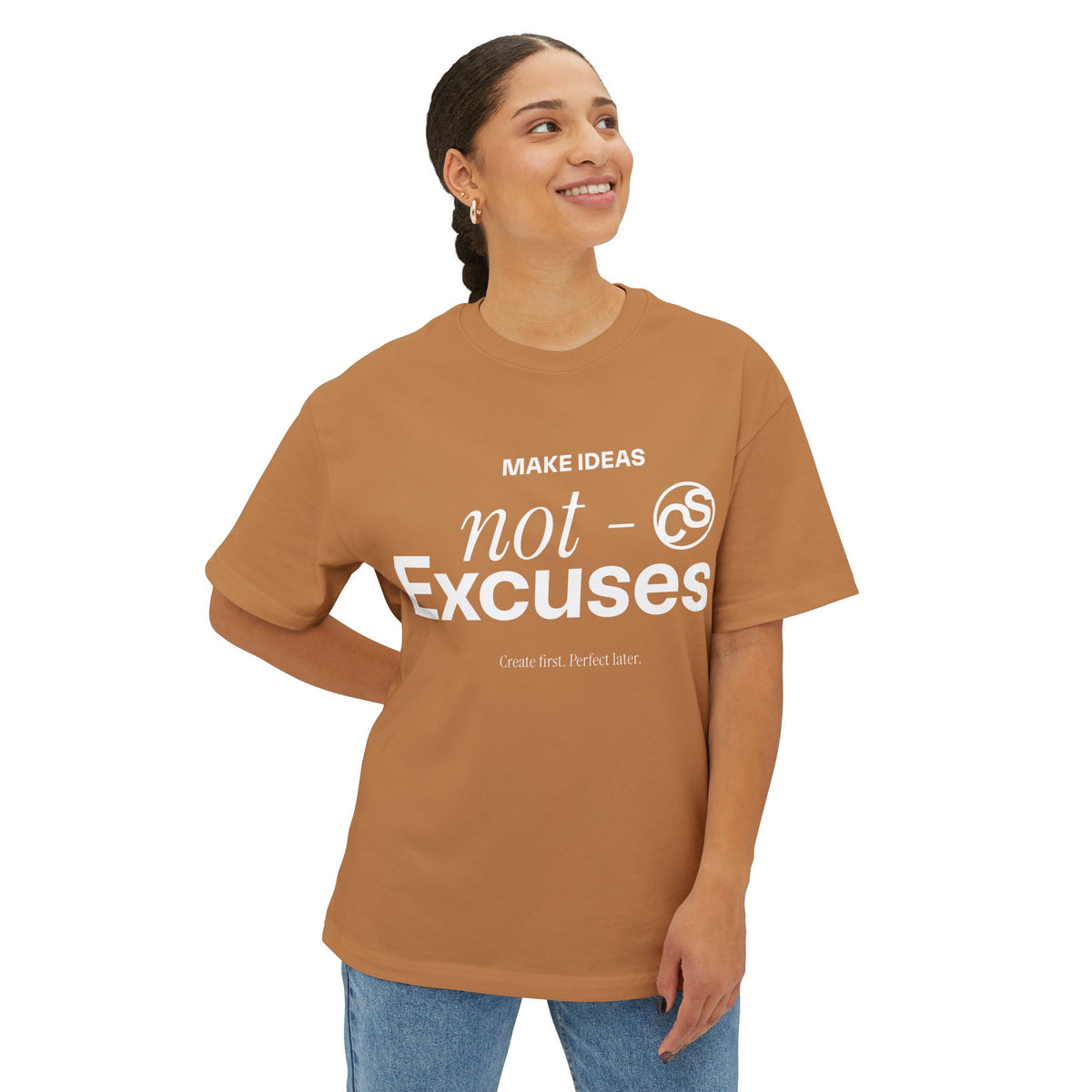 Sam Schwartz Creations "Make Ideas Not Excuses" Graphic T‑Shirt