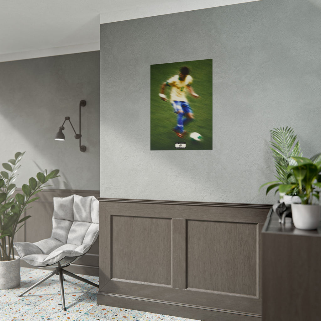 1/3 The Brazilian Prince Soccer Action Rolled Poster — Vintage Neymar Football Player Wall Art