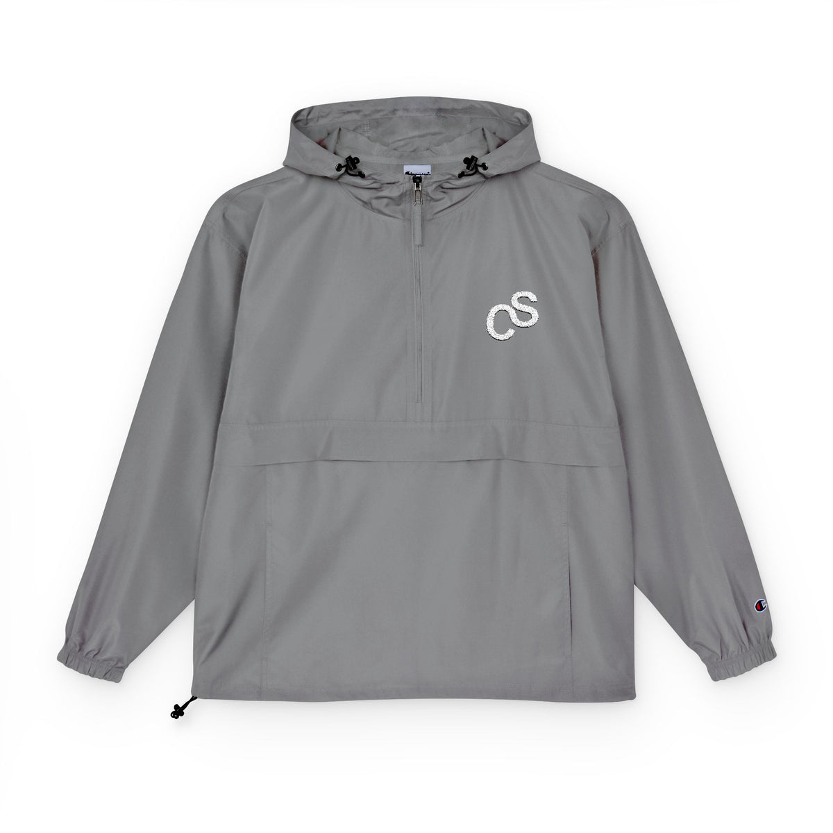 Sam Schwartz Creations x Champion Packable Anorak Jacket with Embroidered Chest Logo – Lightweight Windbreaker