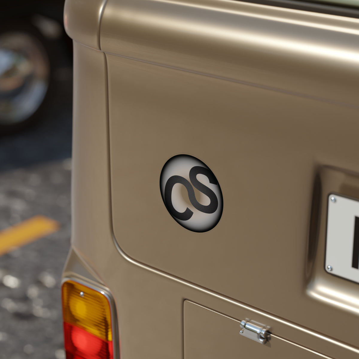 Round Transparent Sam Schwartz Creations Outdoor Sticker — Black "Sam Schwartz Creations" Monogram
