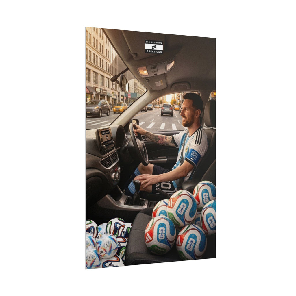 Driving the Dream Poster | Lionel Messi World Cup Football Wall Art