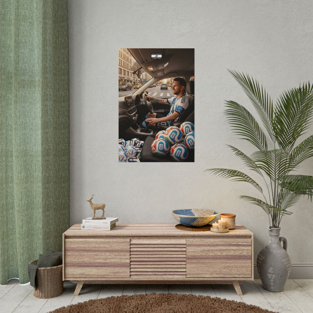 Driving the Dream Poster | Lionel Messi World Cup Football Wall Art
