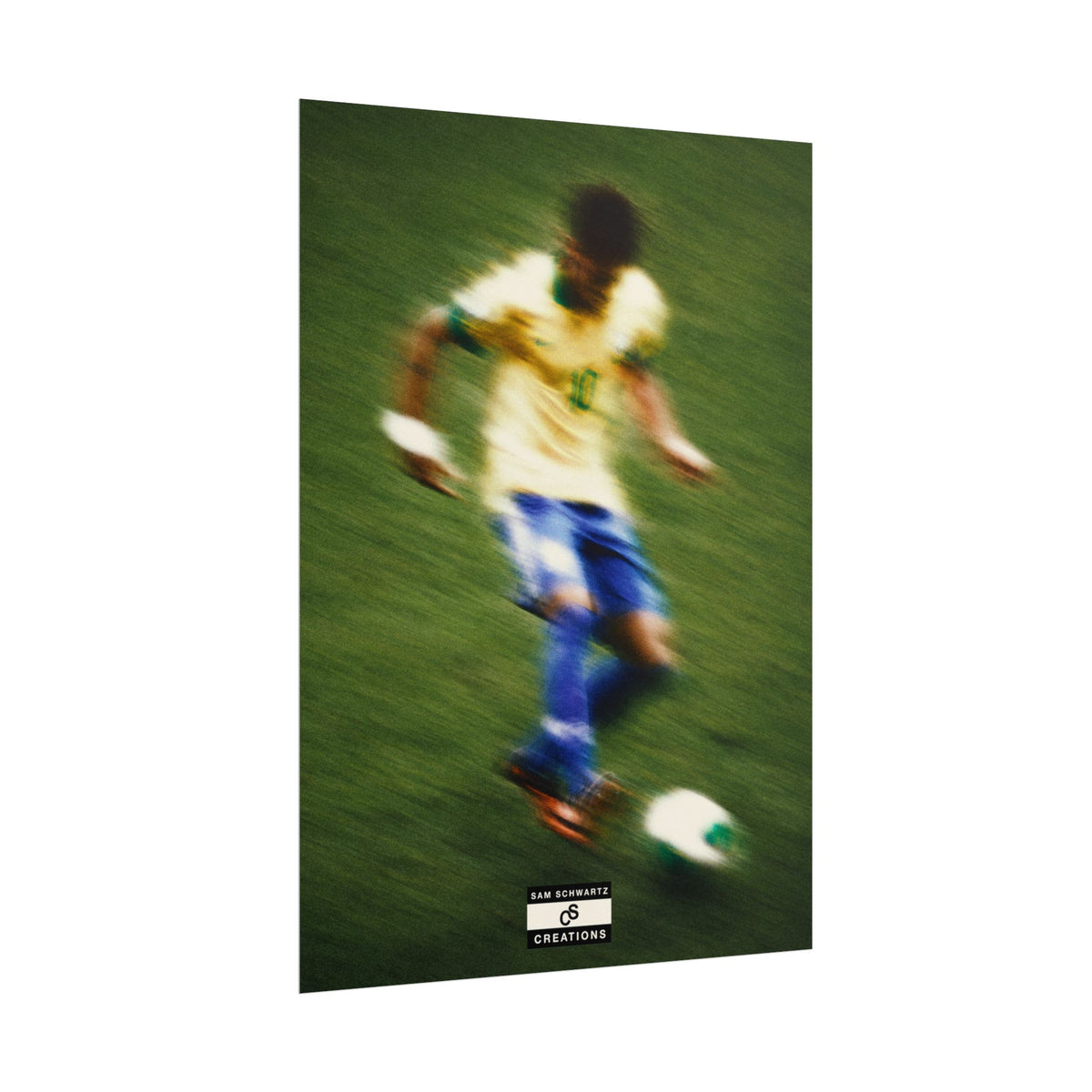 1/3 The Brazilian Prince Soccer Action Rolled Poster — Vintage Neymar Football Player Wall Art
