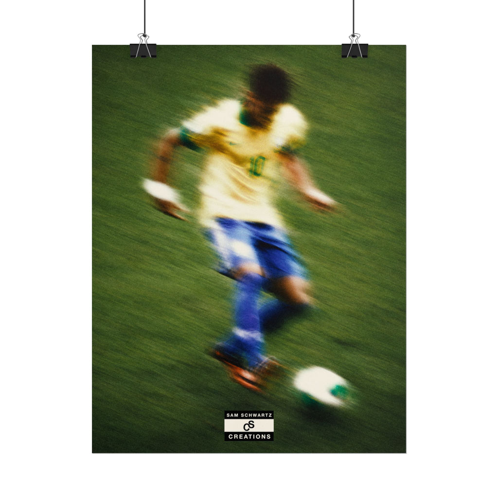 1/3 The Brazilian Prince Soccer Action Rolled Poster — Vintage Neymar Football Player Wall Art