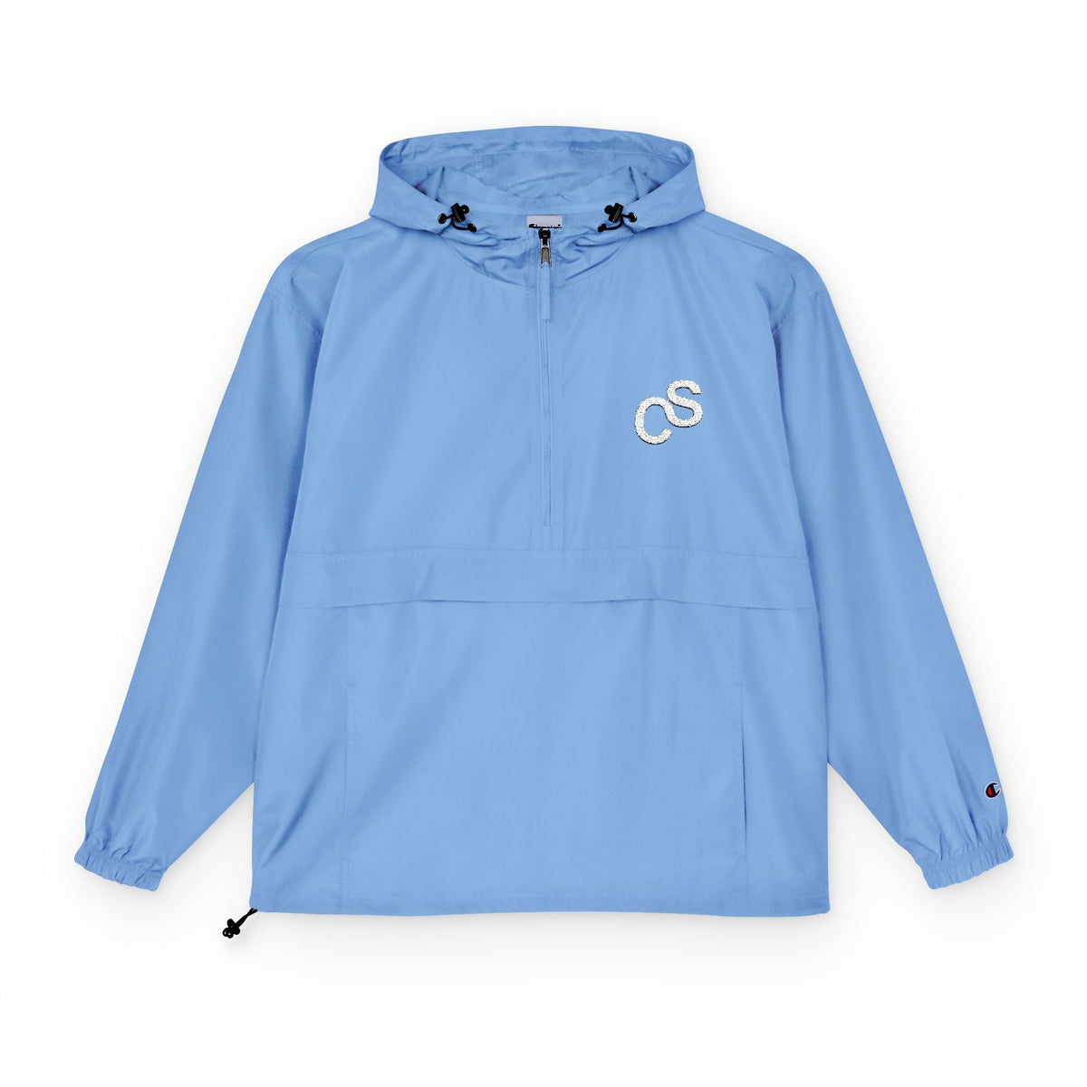 Sam Schwartz Creations x Champion Packable Anorak Jacket with Embroidered Chest Logo – Lightweight Windbreaker