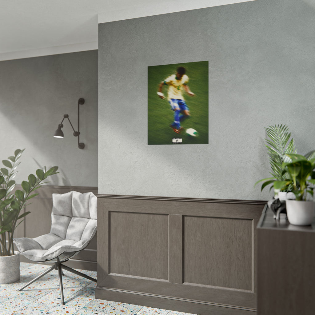 1/3 The Brazilian Prince Soccer Action Rolled Poster — Vintage Neymar Football Player Wall Art