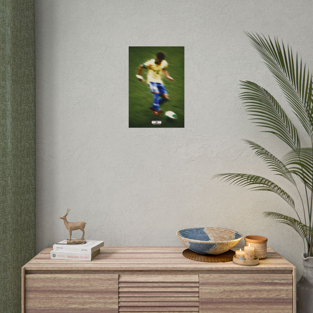 1/3 The Brazilian Prince Soccer Action Rolled Poster — Vintage Neymar Football Player Wall Art