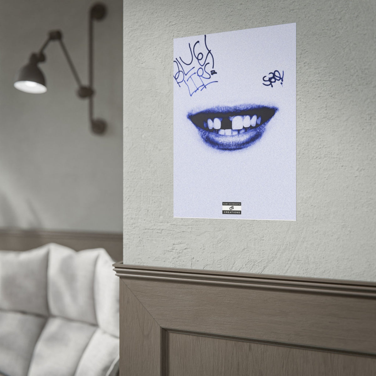 Blue Lips Poster | Experimental Hip-Hop Wall Art