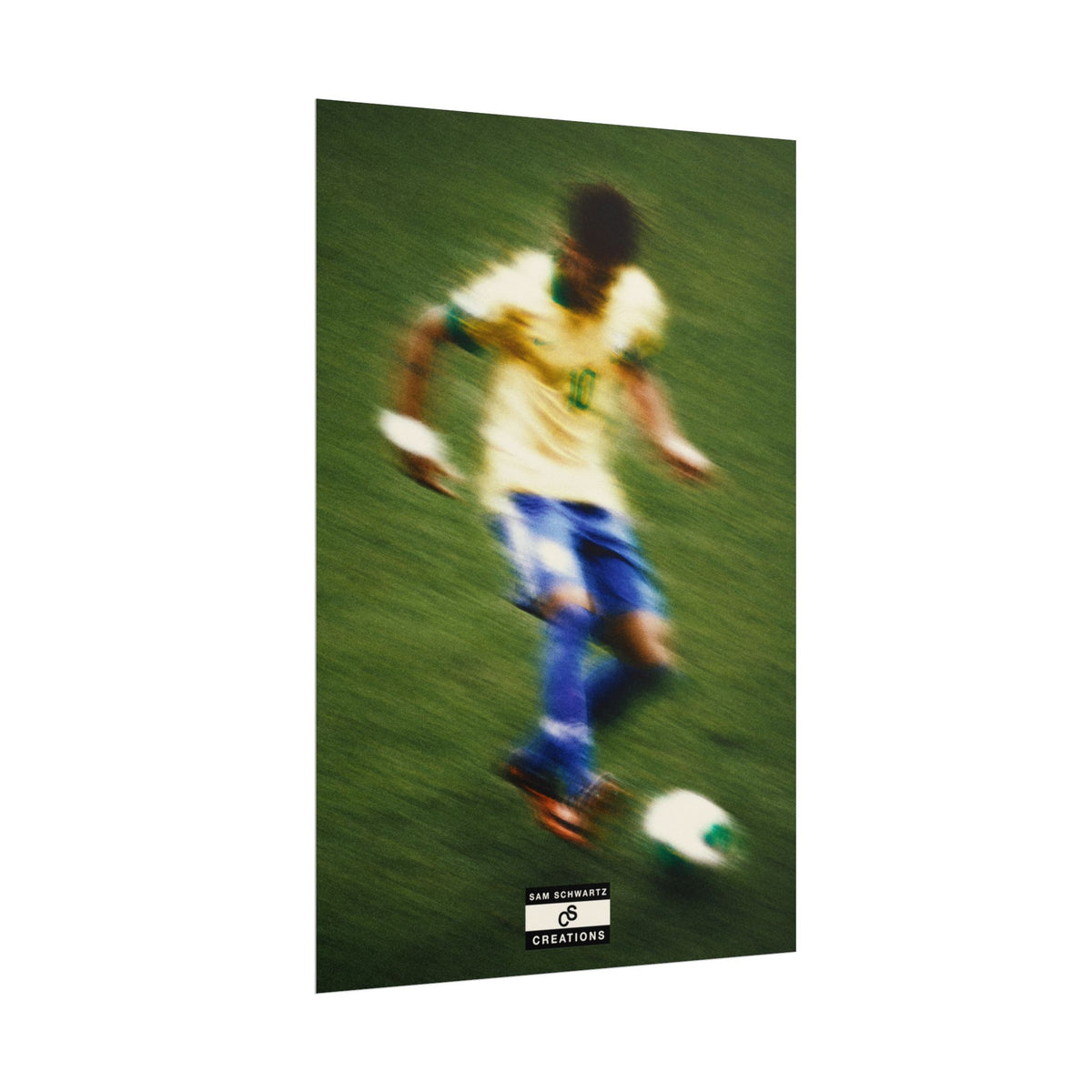 1/3 The Brazilian Prince Soccer Action Rolled Poster — Vintage Neymar Football Player Wall Art