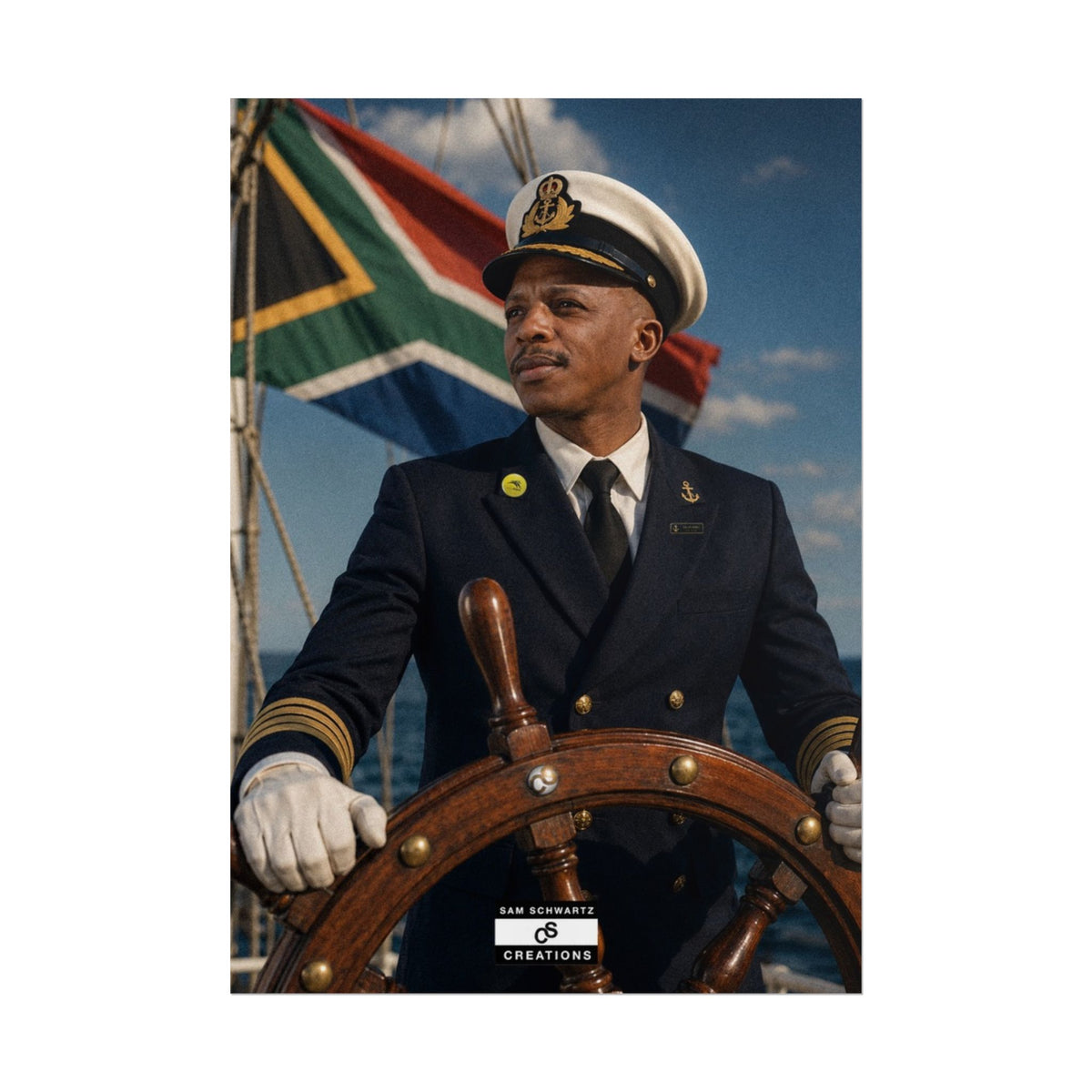 Steering the Nation Poster | South African Football Captain Wall Art