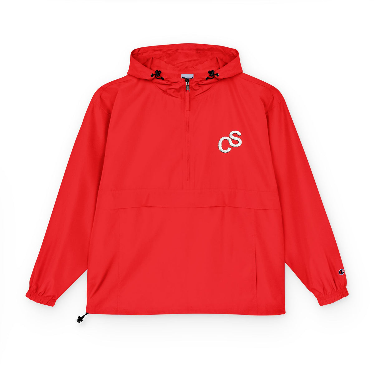 Sam Schwartz Creations x Champion Packable Anorak Jacket with Embroidered Chest Logo – Lightweight Windbreaker