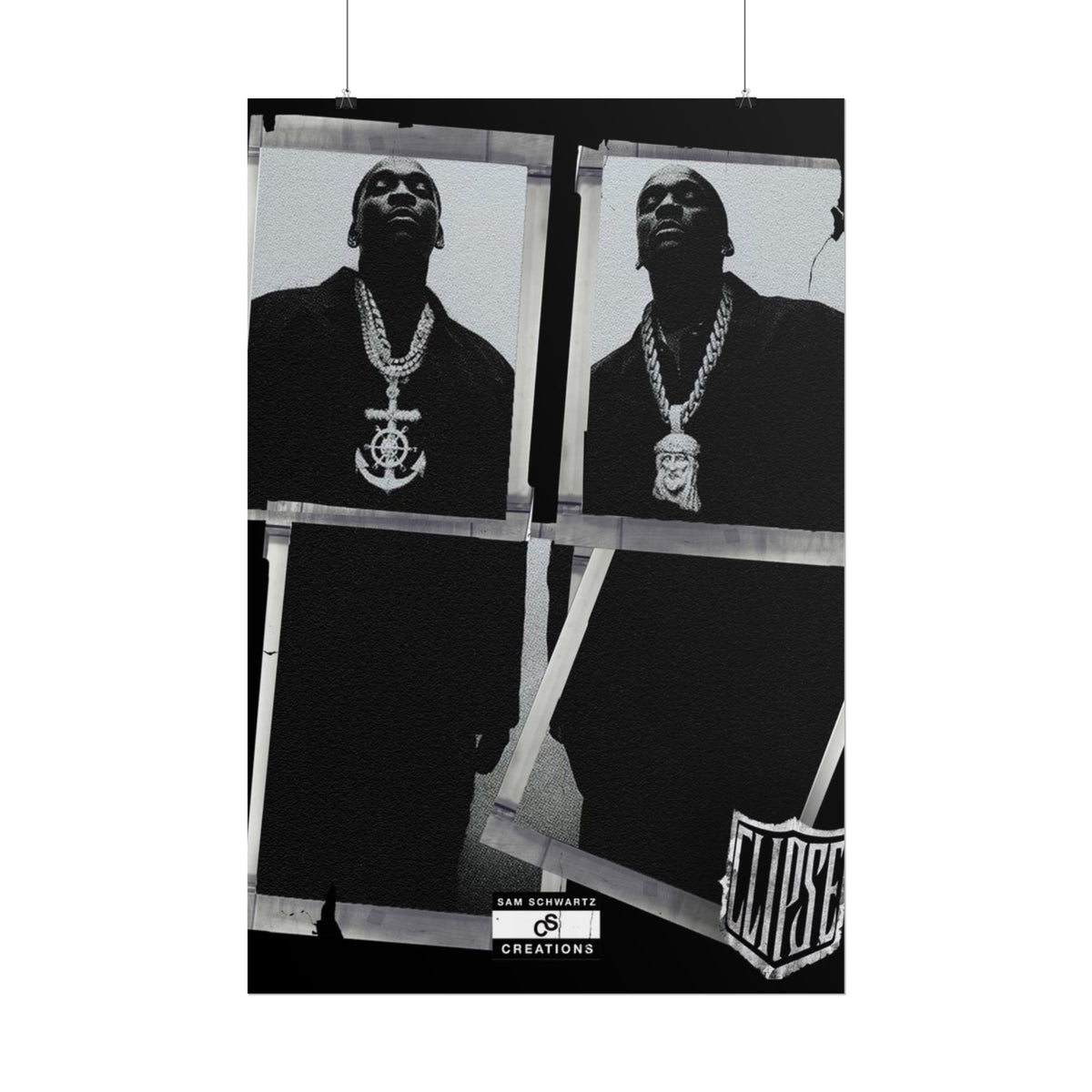 Clipse Chains Poster | Hip-Hop Portrait Wall Art