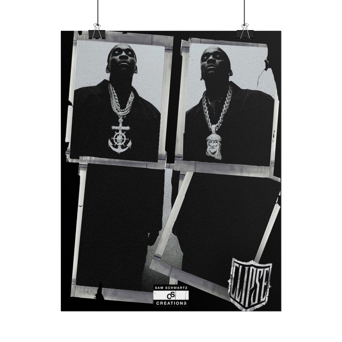 Clipse Chains Poster | Hip-Hop Portrait Wall Art