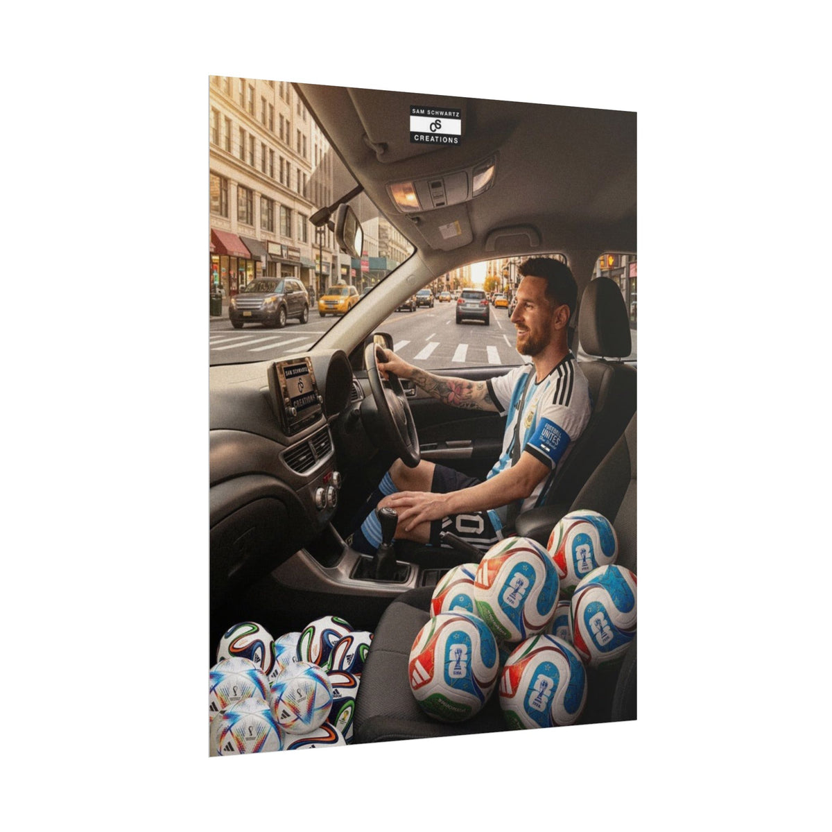 Driving the Dream Poster | Lionel Messi World Cup Football Wall Art