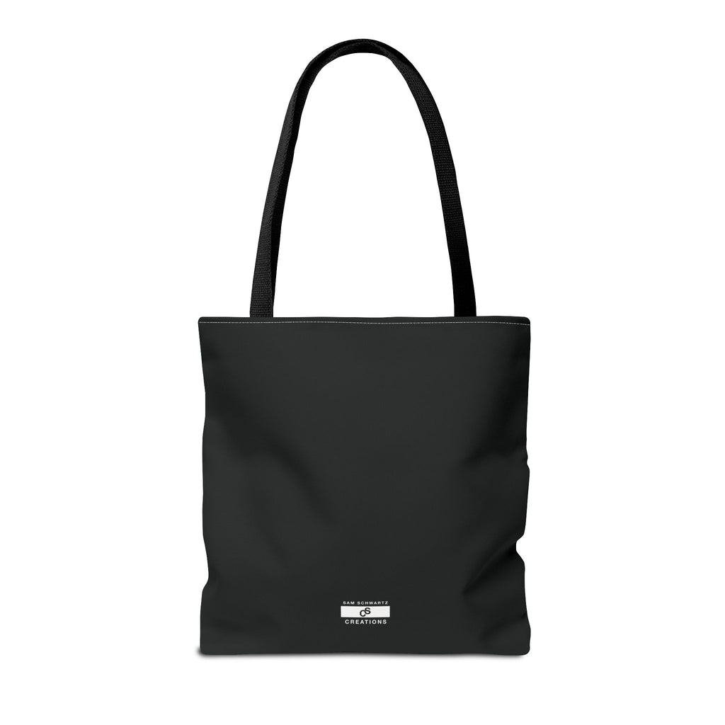 Monochrome Sam Schwartz Creations Logo Tote Bag – Minimalist Black & White Carryall