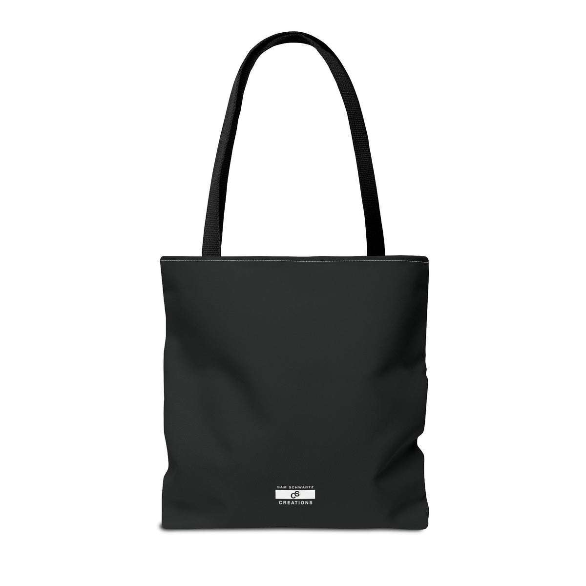 Monochrome Sam Schwartz Creations Logo Tote Bag – Minimalist Black & White Carryall